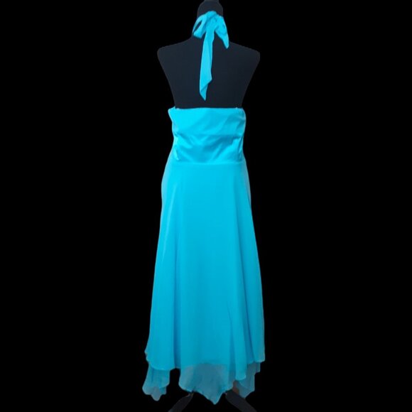 Donna Ricco Y2K VTG Silk Chiffon Maxi Halter Dress Flowy Fairy Romantic Size 16 - Picture 12 of 16